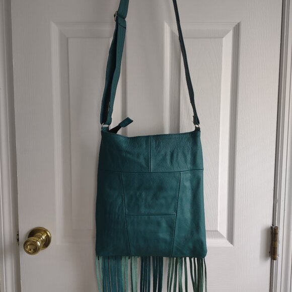Vintage boho moto western leather fringe crossbody - handmade in Mexico - NWOT - Picture 9 of 11
